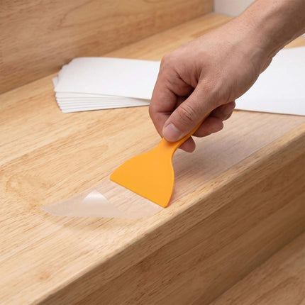 Self-Adhesive Anti-Slip Stair Treads, 15-Piece Set, Transparent, PEVA