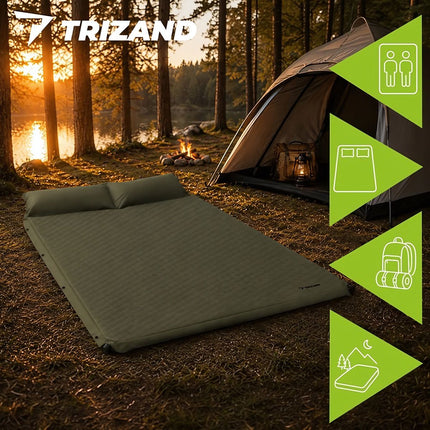 Self-Inflating Camping Mat for 2 People 186x130x3 cm, Max 200 kg, Carry Case