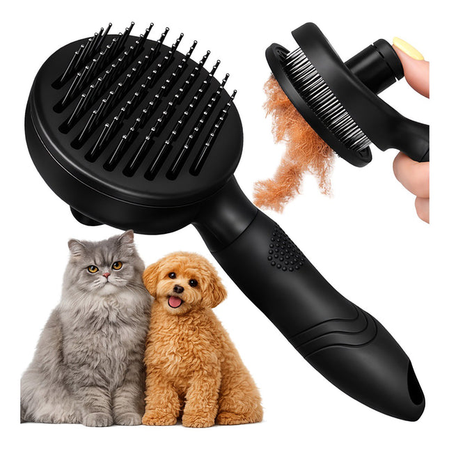 Self-cleaning fur brush