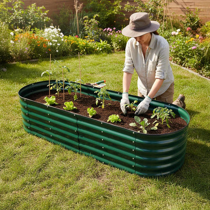 Semi-Circular Metal Planter – Raised Garden Bed