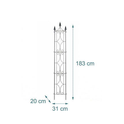 Semicircular Metal Rose Trellis for Climbing Plants, Set of 2, 183 cm, Black
