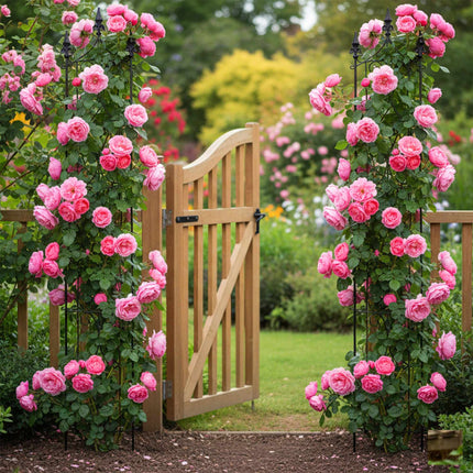Semicircular Metal Rose Trellis for Climbing Plants, Set of 2, 183 cm, Black