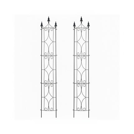 Semicircular Metal Rose Trellis for Climbing Plants, Set of 2, 183 cm, Black