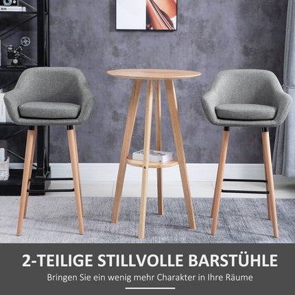 2 bāra krēslu komplekts, lina bāra krēsls ar sēdekļa spilvenu, virtuves krēsls, bistro krēsls ar kāju balstiem, letes krēsls, pelēks, 55 x 48 x 100 cm
