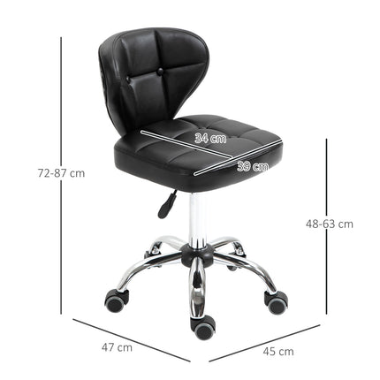 2 riteņkrēslu komplekts ar atzveltni, grozāms krēsls, darba krēsls, regulējams augstums, mākslīgā āda + tērauds, tumši pelēks, 45x47x72-87 cm