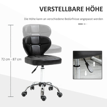 2 riteņkrēslu komplekts ar atzveltni, grozāms krēsls, darba krēsls, regulējams augstums, mākslīgā āda + tērauds, tumši pelēks, 45x47x72-87 cm