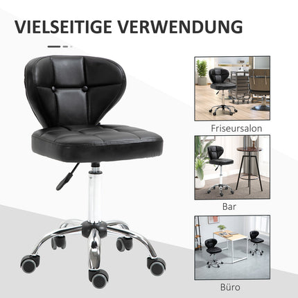 2 riteņkrēslu komplekts ar atzveltni, grozāms krēsls, darba krēsls, regulējams augstums, mākslīgā āda + tērauds, tumši pelēks, 45x47x72-87 cm