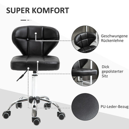 2 riteņkrēslu komplekts ar atzveltni, grozāms krēsls, darba krēsls, regulējams augstums, mākslīgā āda + tērauds, tumši pelēks, 45x47x72-87 cm
