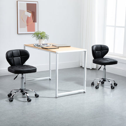2 riteņkrēslu komplekts ar atzveltni, grozāms krēsls, darba krēsls, regulējams augstums, mākslīgā āda + tērauds, tumši pelēks, 45x47x72-87 cm