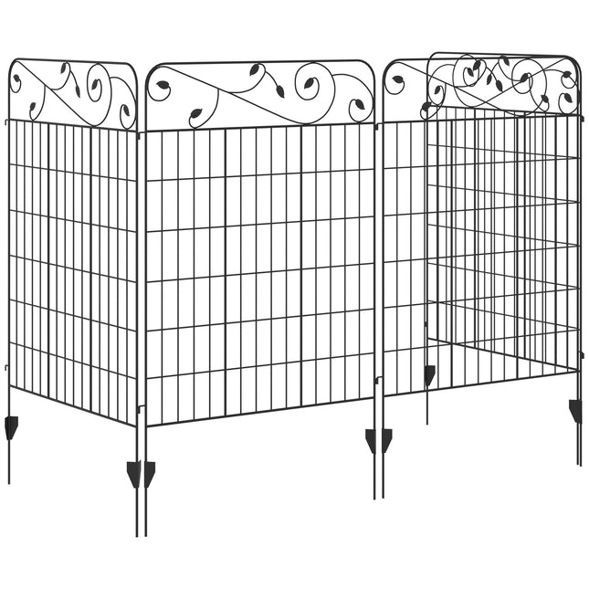 4 dārza žogu komplekts, 3,52 x 1,1 m, dekoratīvs sieta žogs, stiepļu sieta žogs dārzam, balkonam, metāls, melns
