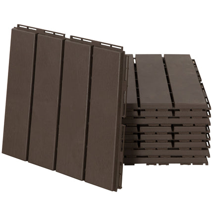 9 terases flīžu komplekts, balkons, iekšpagalms, 30 x 30 cm, dārza klikšķināšanas flīzes, grīdas flīzes, iekštelpām, āra, plastmasa, brūnas