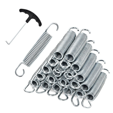 20 batuta atsperu komplekts, 14 cm smagas cinkota tērauda atsperes ar T-āķa vilkšanas instrumentu