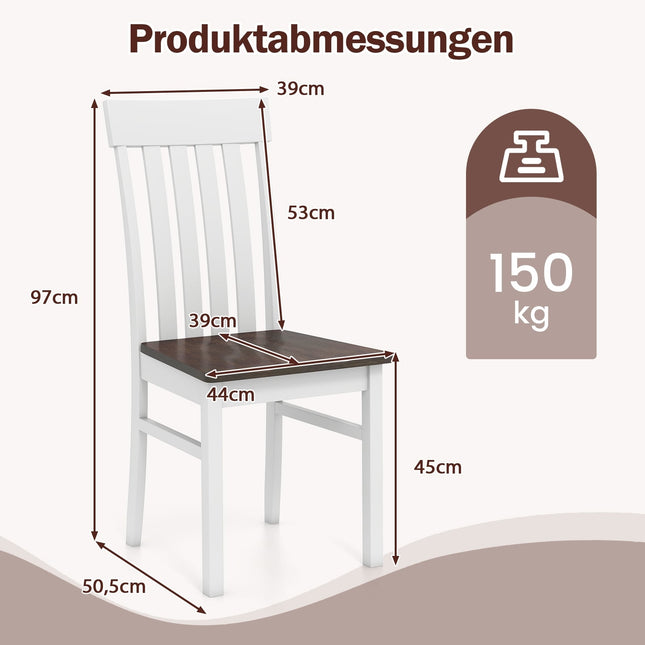 Set of 2 Armless Dining Chairs, Ergonomic, Brown