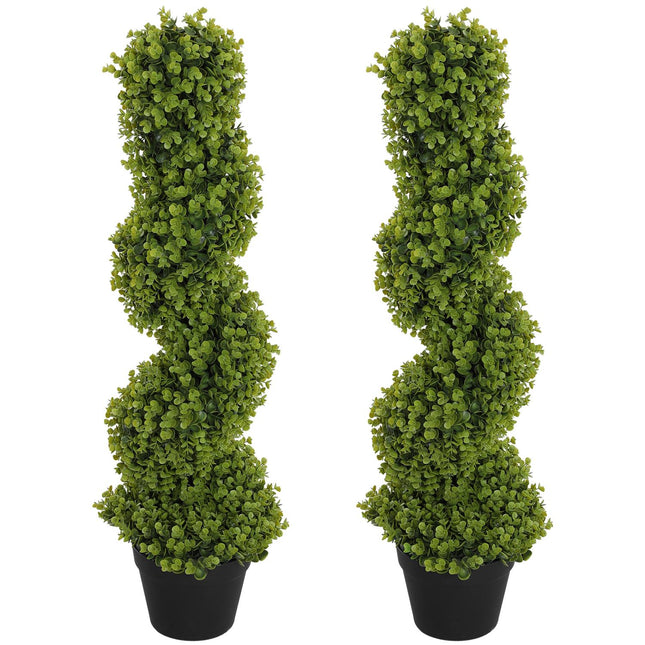 2 mākslīgo spirālveida eikaliptu komplekts, 90 cm telpaugs, mākslīgais augs, lieli dekoratīvie augi podā, mājas birojam, gaitenim, dārzam, zaļš