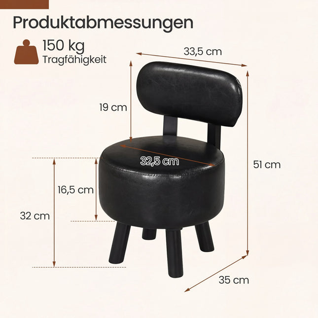 2 melnu mākslīgās ādas krēslu komplekts ar atzveltni, celtspēja 150 kg