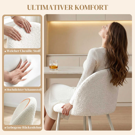 2 krēmkrāsas ēdamistabas krēslu komplekts, šenila apdare, celtspēja 120 kg