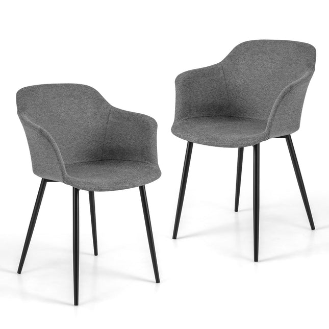 2 pelēku ergonomisku ēdamistabas krēslu komplekts ar lina sēdekli