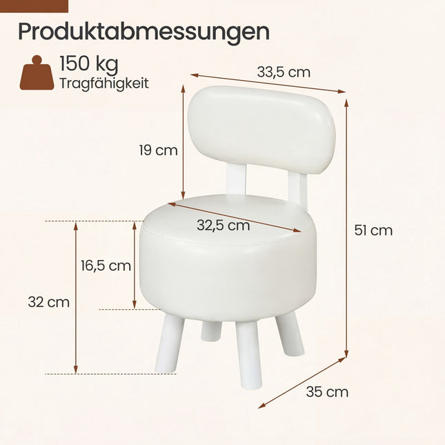 2 baltu mākslīgās ādas krēslu komplekts ar atzveltni, celtspēja 150 kg