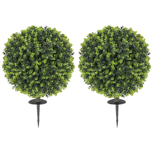 2 mākslīgo buksusa bumbiņu komplekts (40 cm), mākslīgie augi ar zemes mietiņiem, mākslīgie augi, īstas plastmasas dekors viesistabai, guļamistabai, birojam, dārzam