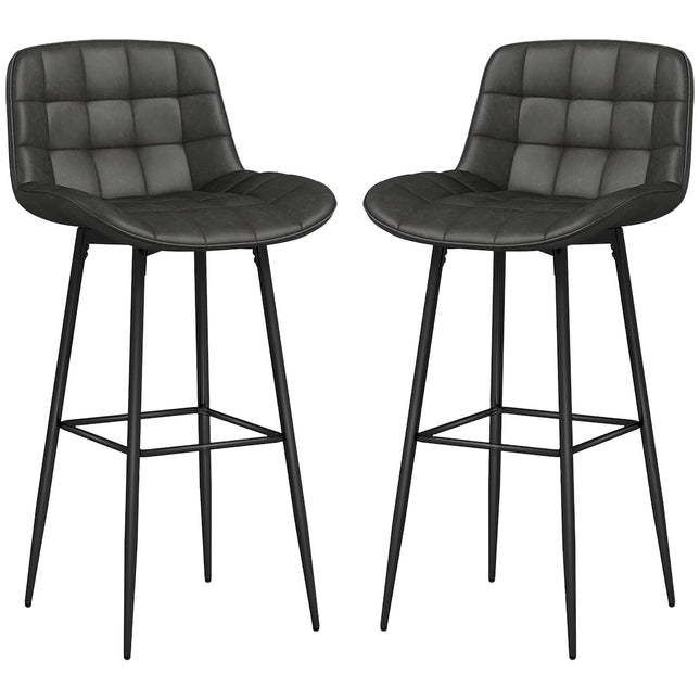 2 bāra krēslu komplekts, bistro krēsli ar kāju balstu, grozāms bāra krēsls, virtuves krēsls ar atzveltni viesistabai, ēdamistabai, tumši pelēks, 48,5 x 48 x 98 cm