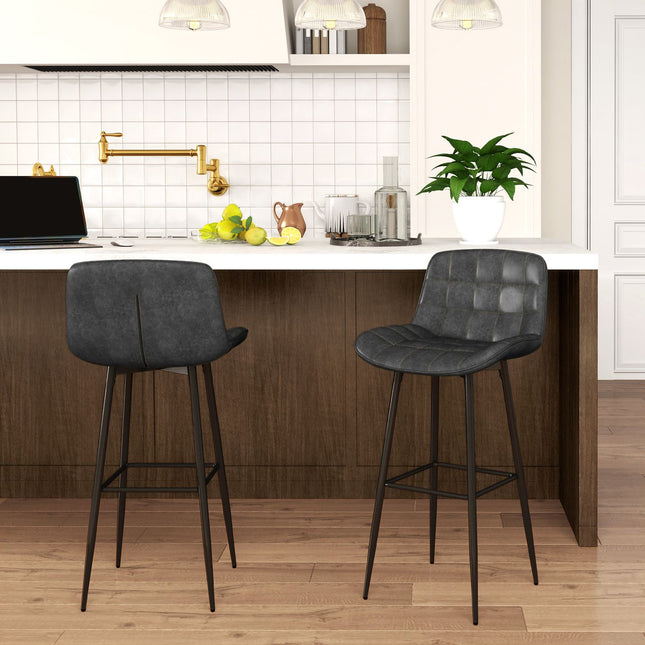 2 bāra krēslu komplekts, bistro krēsli ar kāju balstu, grozāms bāra krēsls, virtuves krēsls ar atzveltni viesistabai, ēdamistabai, tumši pelēks, 48,5 x 48 x 98 cm
