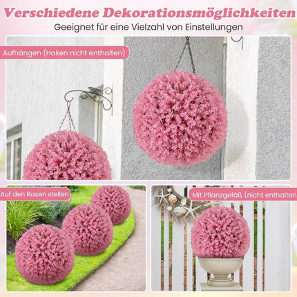 2 buksusa bumbiņu komplekts 44 cm mākslīgais augs eikalipts buksusa bumbiņa zāles bumbiņa augu bumbiņa rozā