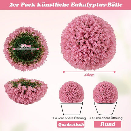 2 buksusa bumbiņu komplekts 44 cm mākslīgais augs eikalipts buksusa bumbiņa zāles bumbiņa augu bumbiņa rozā
