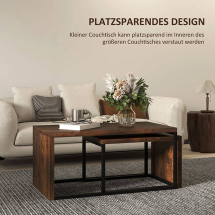2 kafijas galdiņu komplekts, dīvāna galdiņš, sānu galdiņš, kafijas galdiņš, dažādas formas, daudzfunkcionāls, elegants, vienkāršs, metāla pamatne, melns un brūns