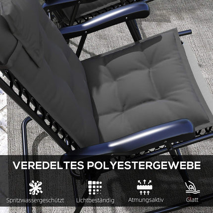 2 spilvenu komplekts sauļošanās krēsliem, ūdeni atgrūdoši atpūtas krēslu spilveni dārza krēsliem, polsterēti spilveni pludmales krēsliem, atpūtas krēslu spilveni, dārza mēbeļu spilveni, 50 x 116 x 5 cm, tumši pelēks