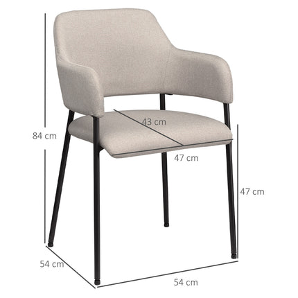 2 ēdamistabas krēslu komplekts, virtuves krēsli ar atzveltni, polsterēti krēsli ar tērauda kājām viesistabai, virtuvei, bēšs, 54 x 54 x 84 cm