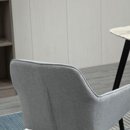 Light gray upholstered dining chairs, set of 2, linen covers