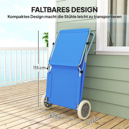 Folding sun lounger set, weatherproof, adjustable, blue