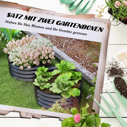 2 tērauda paaugstinātu dobju komplekts, augu dobe, aukstais rāmis, dārza dobe, puķu kaste, sakraujama, augu kaste, dārzeņu dobe, diametrs 60 x 30 cm dārzam, balkonam, puķu pods puķēm, augiem, dārzeņiem