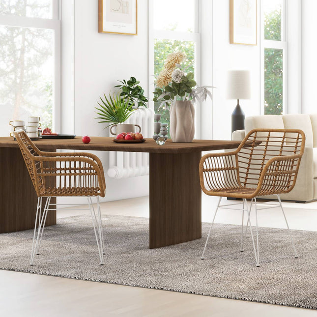 Dining chairs in rattan, ergonomic, 120 kg capacity, Boho Style