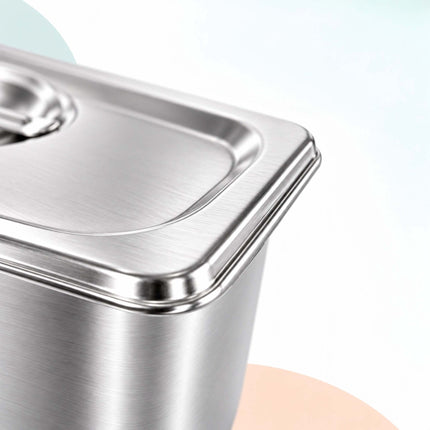 Set of 3 GN 1/4 Gastronorm Trays with Lids, 15 cm Deep, Stainless Steel