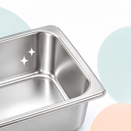 Set of 3 GN 1/4 Gastronorm Trays with Lids, 6.5 cm Deep, Stainless Steel