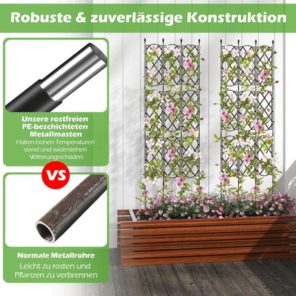 3 metāla dārza režģu komplekts ar iespraužamu brīvstāvošu režģi, dārza žoga režģi