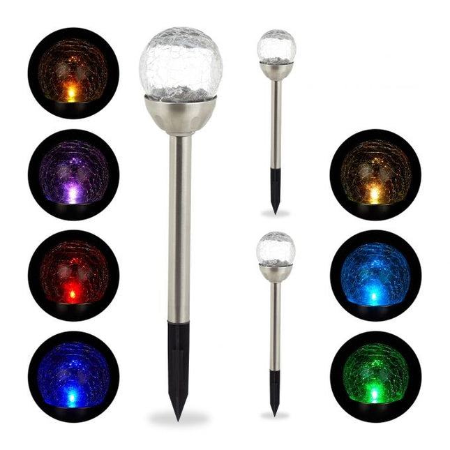 3 saules bateriju lampu komplekts ar krāsu maiņu