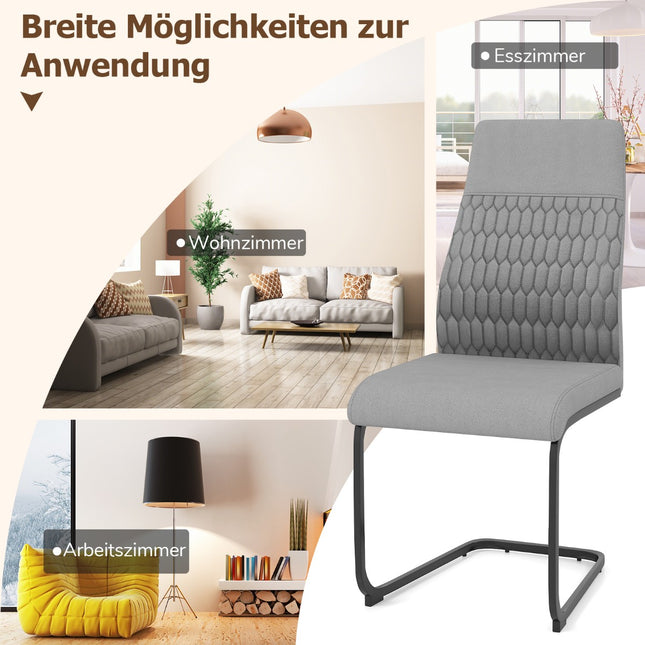 4 pelēku ēdamistabas krēslu komplekts bez roku balstiem un augstām atzveltnēm