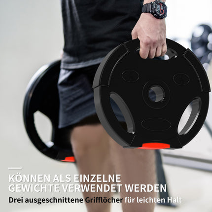 4 hanteļu svaru komplekts, 2 x 2,5 kg/5 kg svari, svaru plākšņu komplekts, svaru plākšņi 2,5 cm hanteļu stienim, Ø 25/30 mm urbums, melni