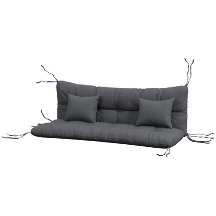 4 sēdekļa spilvenu komplekts, 150 x 50 cm, ūdeni atgrūdoši krēsla spilveni ar saitēm, mezglots dizains, 10 cm biezs, polsterējums šūpolēm, sēdekļa spilvens mājām, dārzam, dīvānam, tumši pelēks