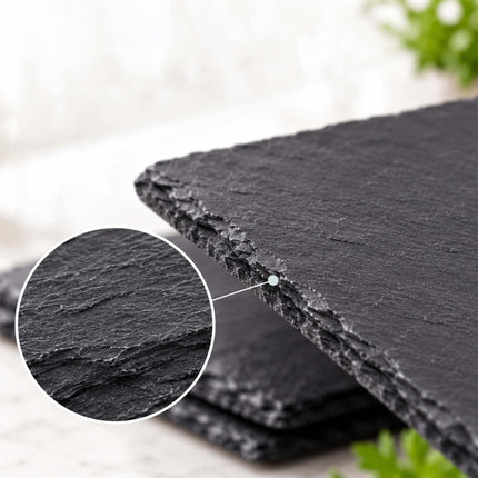 Set of 6 Slate Plates for Sushi, Cheese and Bread, Anthracite