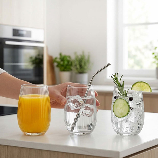 6 caurspīdīgu stikla glāzīšu komplekts, tilpums 400 ml