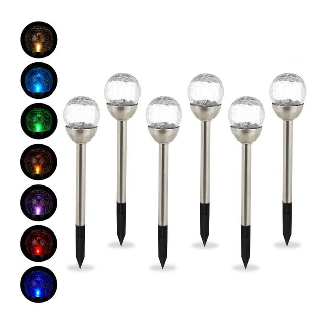 6 saules bateriju lampu komplekts ar krāsu maiņu