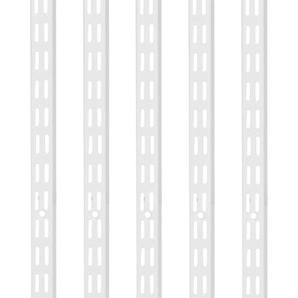 Shelf Pilaster Rails, 60-Inch, 5-Pack, White Steel