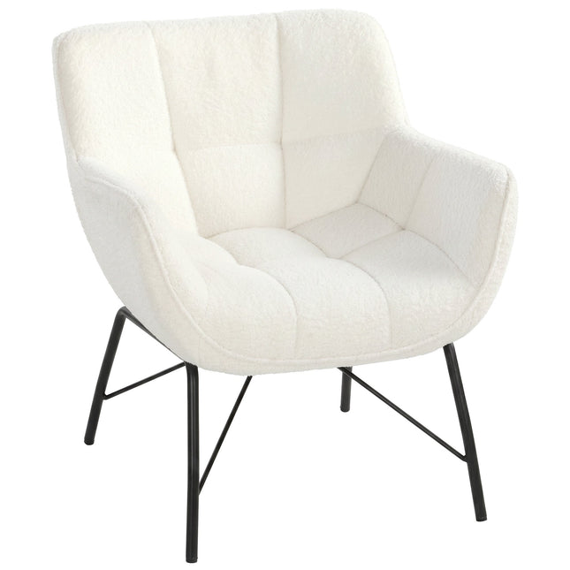 Sherpa Fleece Lounge Chair, Curved Back, Metal Legs