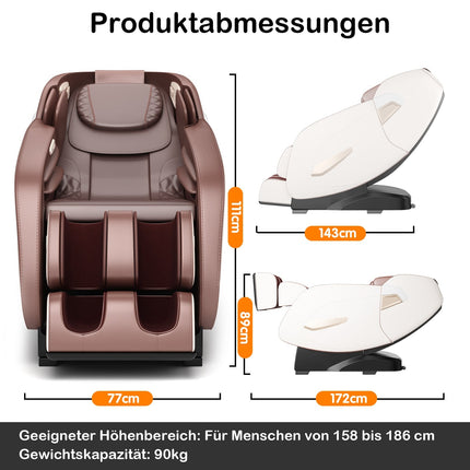 Šiatsu masāžas krēsls ar siltumu, Bluetooth, pilna ķermeņa relaksācija