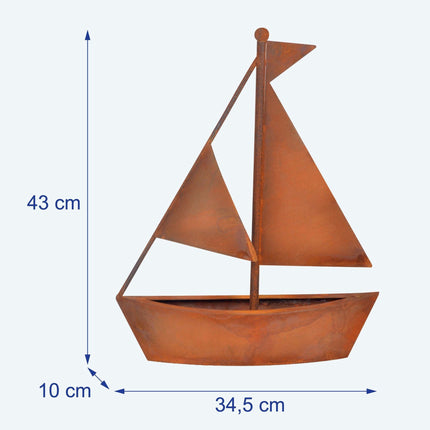 Kuģa formas metāla puķupods - Rustic Rust Patina