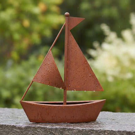 Kuģa formas metāla puķupods - Rustic Rust Patina