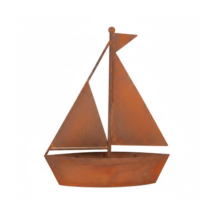 Kuģa formas metāla puķupods - Rustic Rust Patina
